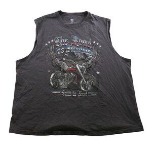 Celebrate Patriotic Mens Tank Top Size 2XL Motorcycle Graphic Tee Crew Neck Y2K